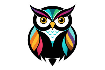 silhouette color image,Owl ,vector illustration,white background