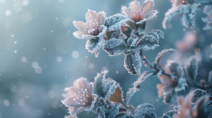 delicate patterns of frost clinging to mountain flora - obrazy, fototapety, plakaty