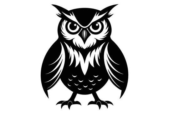 silhouette color image,Owl ,vector illustration,white background