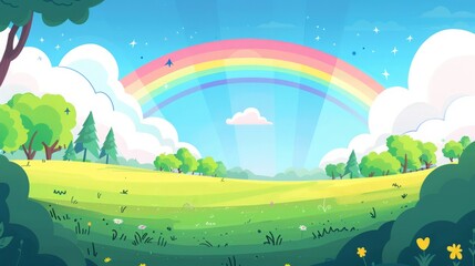 rainbow landscape cartoon.