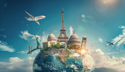 map planet Earth Eiffel Tower attractions