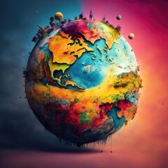 Art planet earth in paint.