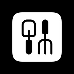 Editable shovel and rake vector icon. Gardening, landscaping, horticulture. Part of a big icon set family. Perfect for web and app interfaces, presentations, infographics, etc