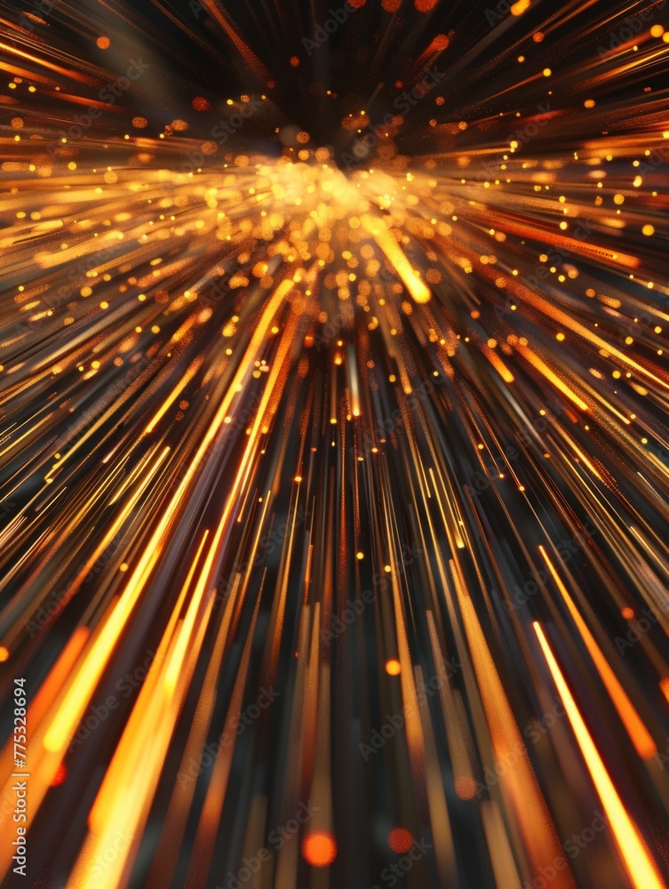 Aufkleber explosion of golden sparkles in a black void - a dynamic image capturing a blast of glowing orange a
