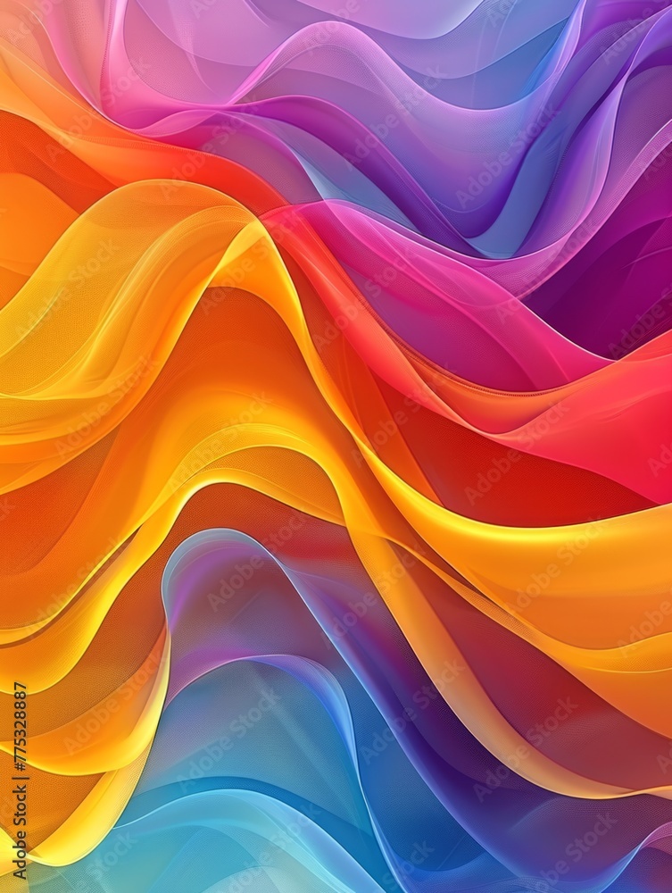 Poster abstract colorful waves in warm tones swirl - a warm-toned abstract image displaying waves of color 