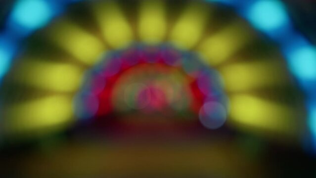 Flashing Lights of a Village Festival Out of Focus
