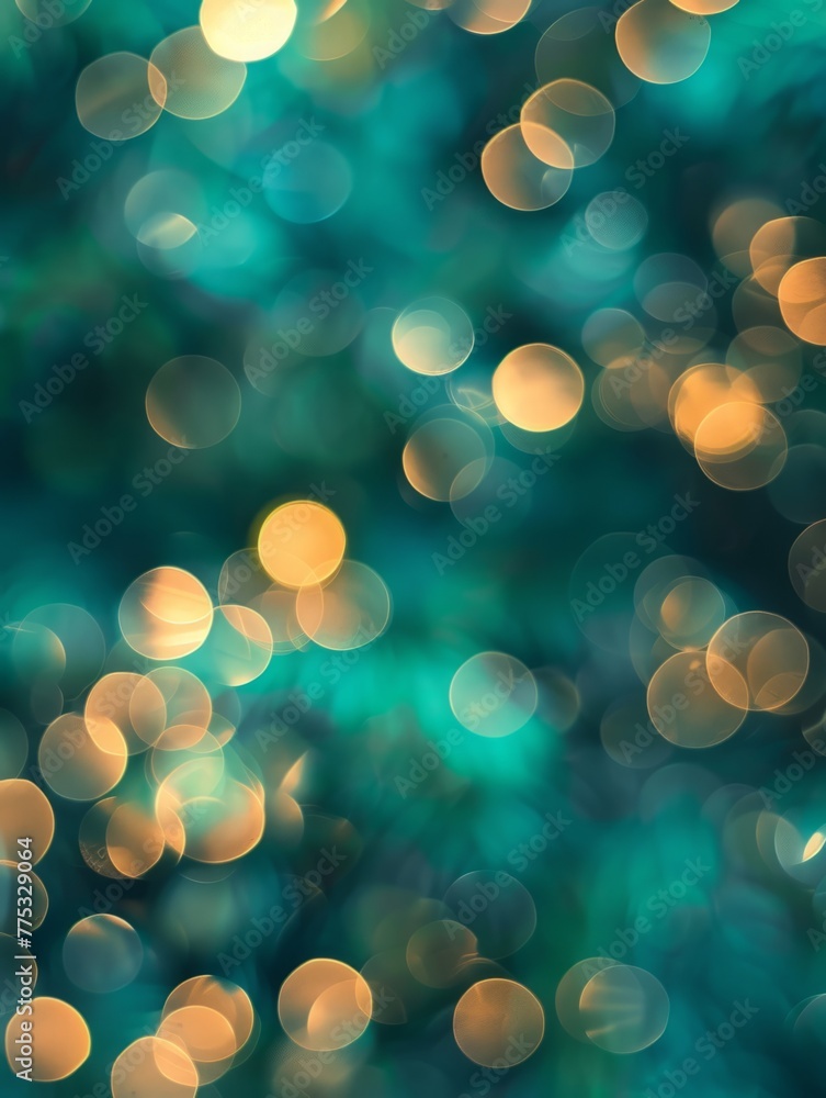 Poster abstract golden bokeh lights on teal background - this image features a beautiful abstract pattern o