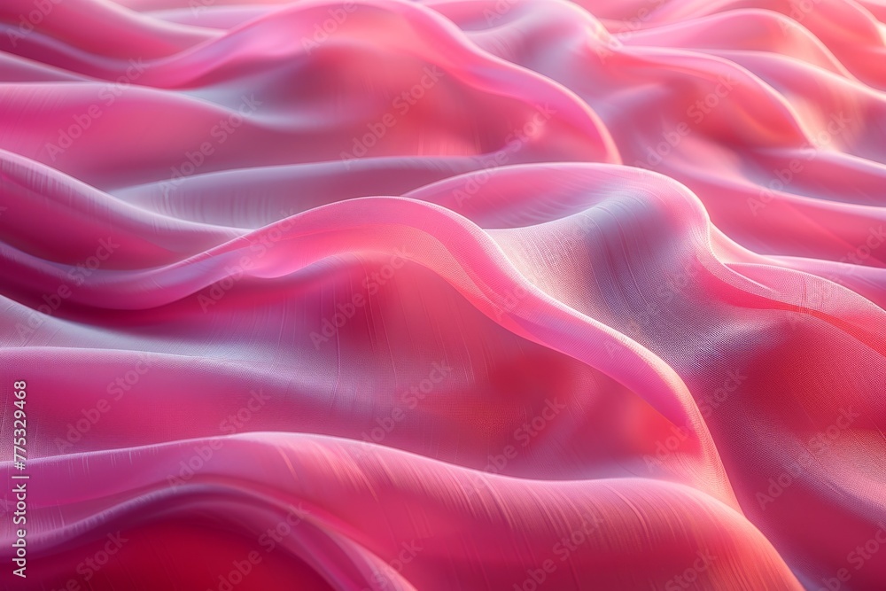 Poster the image displays a digital art render of a vibrant pink fabric-like wavy texture