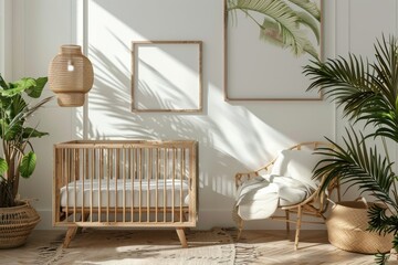 Babys Room With White Crib and Pink Curtains