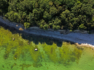 Aerial top down of coast on the Island of Rugen in Mecklenberg Vorpommern