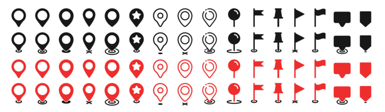 Set of map pin location icons. Modern map markers. Map pin place marker. Location icon. Map marker pointer icon set.