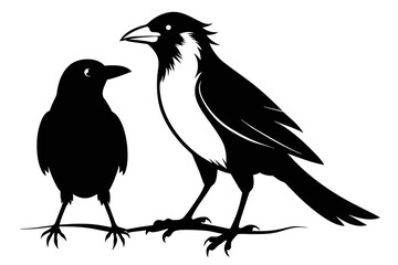 silhouette image,Crow Jay bird,vector illustration,white background