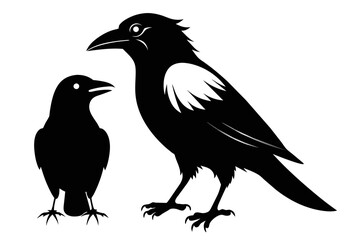 Fototapeta premium silhouette image,Crow Jay bird,vector illustration,white background