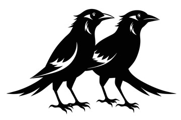 silhouette image,Crow Jay bird,vector illustration,white background