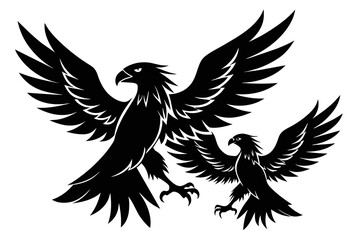 silhouette image,Eagle bird,vector illustration,white background