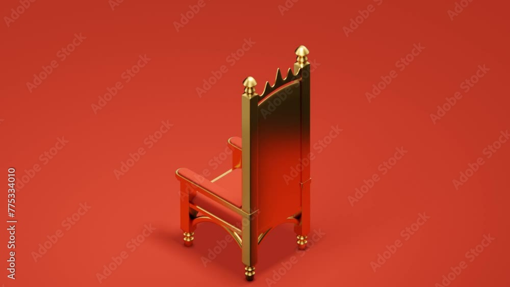 Poster Isometric royal throne. Minimal modern seamless motion design. Abstract loop animation