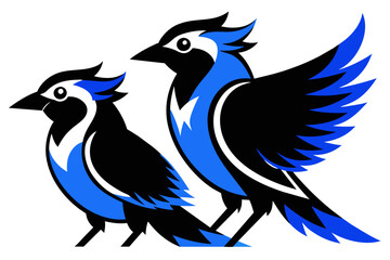  silhouette image,GBlue Jay bird,vector illustration,white background
