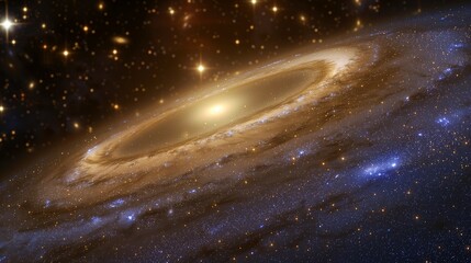 An ultra-realistic view of the Andromeda Galaxy, our cosmic neighbor, as seen from the edge of the...