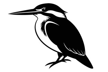 silhouette image,Kingfisher  bird,vector illustration,white background