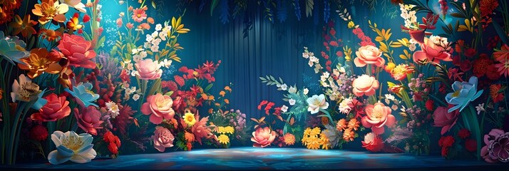 autumn nature banner background Backdrop With Flower and copy space generative ai
