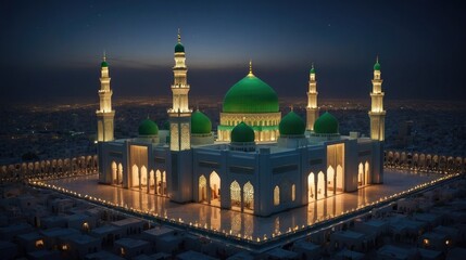 Fototapeta na wymiar dome of the mosque in night