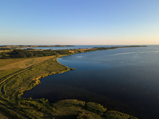 Aerial view of river on the coast on the Island of Rugen in Mecklenberg Vorpommern