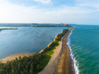 Fototapeta na wymiar Beautiful scenery along the coast of Boao Yudai Beach, Qionghai, Hainan, China