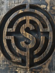 Navigating through the labyrinth of investment complexities, with a dollar sign at the center, poses a challenge against a grey backdrop.
