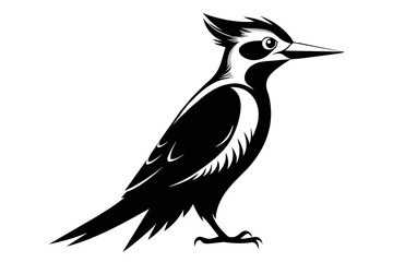 silhouette image,Woodpecker bird,vector illustration,white background