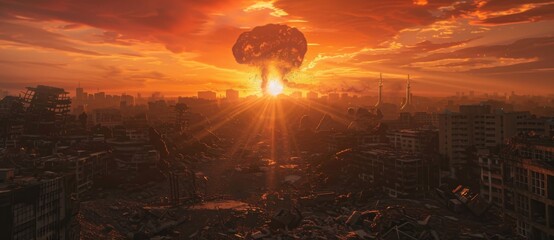 nuclear bomb explosion huge destruction