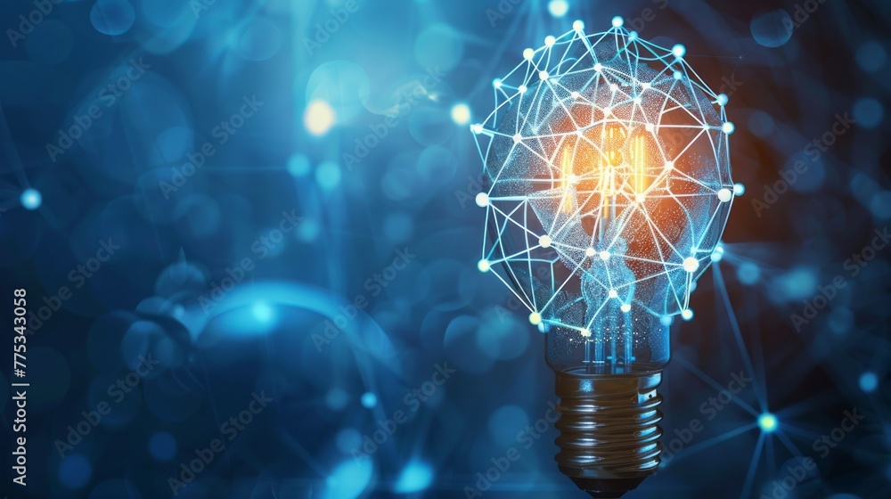 Poster innovative business background with high-tech elements: concept of innovation and progress in modern