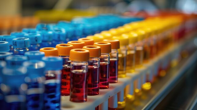 Macro photograph of a microscope slide showing the complex molecular structures of various dyes and pigments, demonstrating extensive research and development.