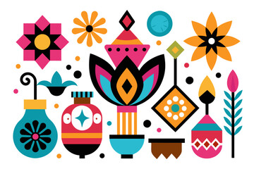 color 'Assortment of Decorative Elements' white background