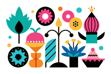 color 'Assortment of Decorative Elements' white background