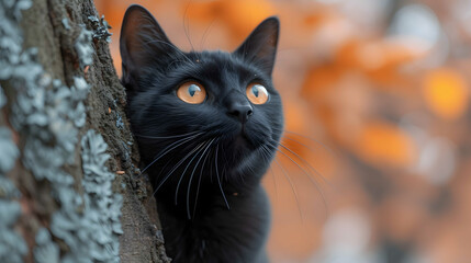 black cat portrait - obrazy, fototapety, plakaty