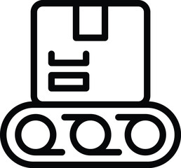 Parcel on conveyor belt icon outline vector. Logistics distribution. Order box transportation - 775346277
