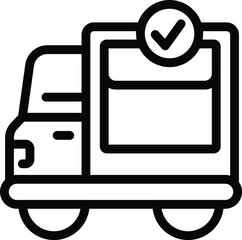 Delivery truck icon outline vector. Parcel transportation van. Distribution courier vehicle - 775346877