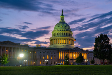 Washington DC. Capitol building at night. USA Congress, Washington D.C.