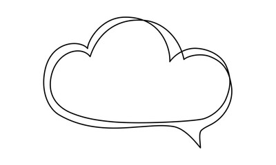 Handwritten style speech bubble. Dialogue balloon, (chat cloud) in simple linear style. Editable stroke. Vector illustration.