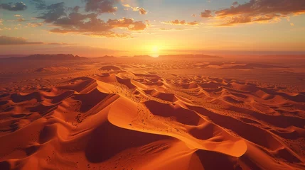 Gardinen Aerial photography of vast desert dunes reveals intricate patterns at mesmerizing sunset © RECARTFRAME CH
