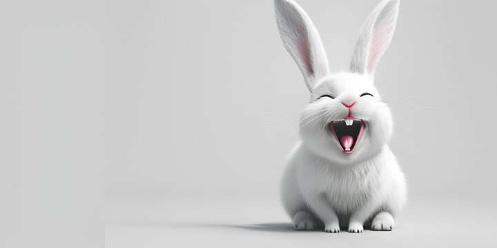 White rabbit fluffy funny cute hare bunny
