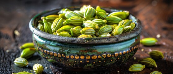   A bowl filled with pistachios sits beside a heap of pistachios on a table