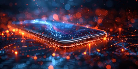 cell phone Isolated on a dark background. Vision technology concept