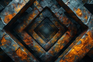 Hammered old copper Texture Labyrinth Background	