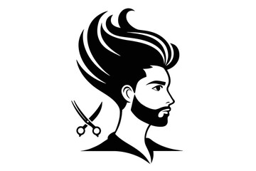 Graceful Silhouette Vector Illustration Stylish Hair Salon for Men and Women white background 