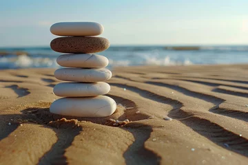 Kussenhoes Stack of Rocks on Sandy Beach © yganko