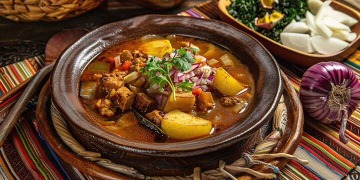 A plate of multi-ingredient Shambar soup, a traditional dish from the north of Peru