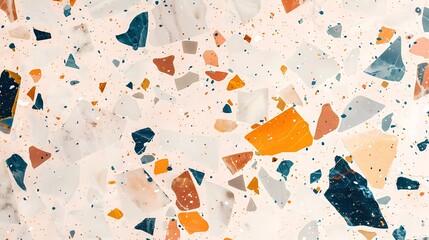 Terrazzo background. White background with abstract stones pastel stones.