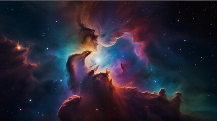 Fototapeta na wymiar Colourful starry night nebula in space