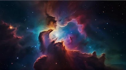Türaufkleber Colourful starry night nebula in space © James create